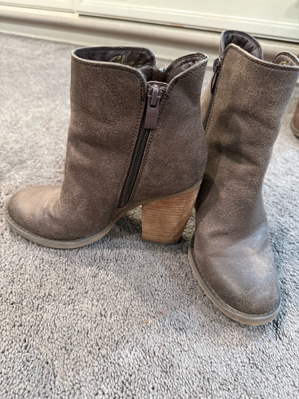 Leather Ankle Booties in Taupe - Women's Fashion Boots size 7